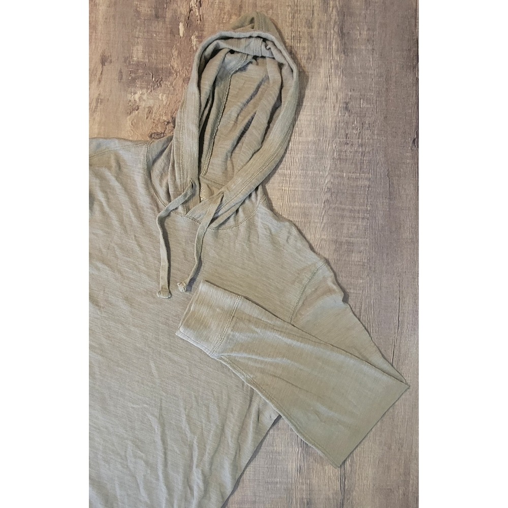 Faherty Mens Organic Cotton Slub Knit Hoodie Sage Green Medium Long Sleeve EUC